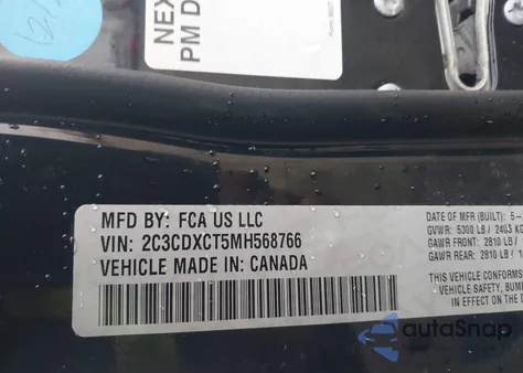 2021 Dodge Charger R/T Rwd from USA, damaged, VIN 2C3CDXCT5MH568766